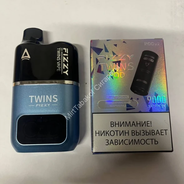 Электронная сигарета Fizzy Twins Dual POD 9000 Апельсин Арбуз. Затяжек с бонусом  оптом    